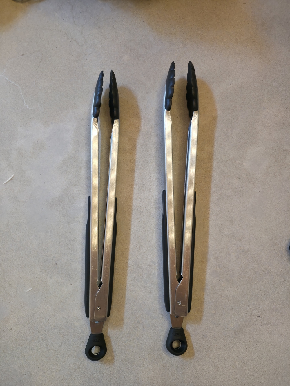 Stainless Steel Kitchen Tongs with Black Silicone Tips - Pair